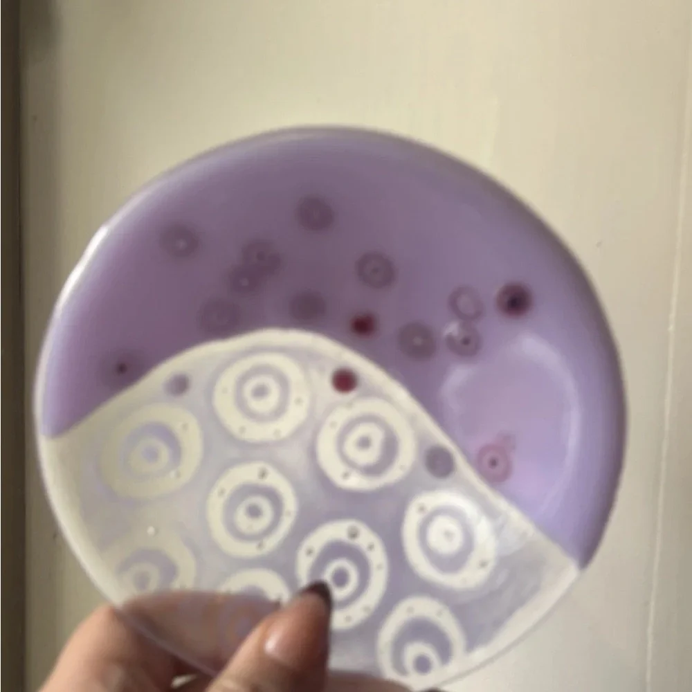 Artistic Lavender Millefiori Glass Trinket Dish